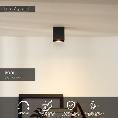 Lucide BODI - Spot plafond - 1xGU10 - Noir